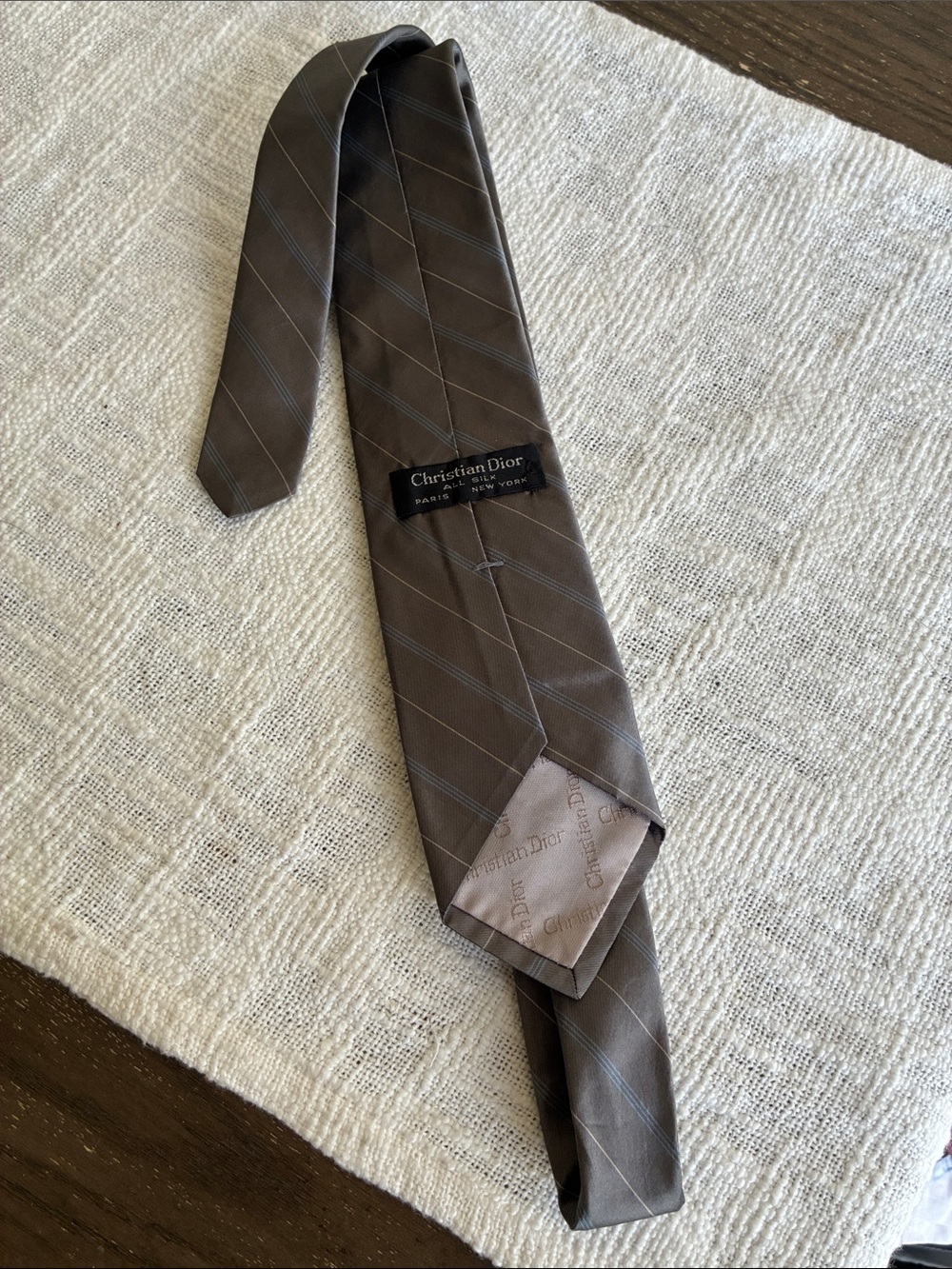 Christian Dior vintage silk grey striped Tie